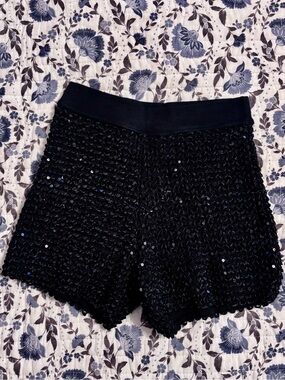 Y2K Ing Black Sequin High-Waist Women's Shorts
